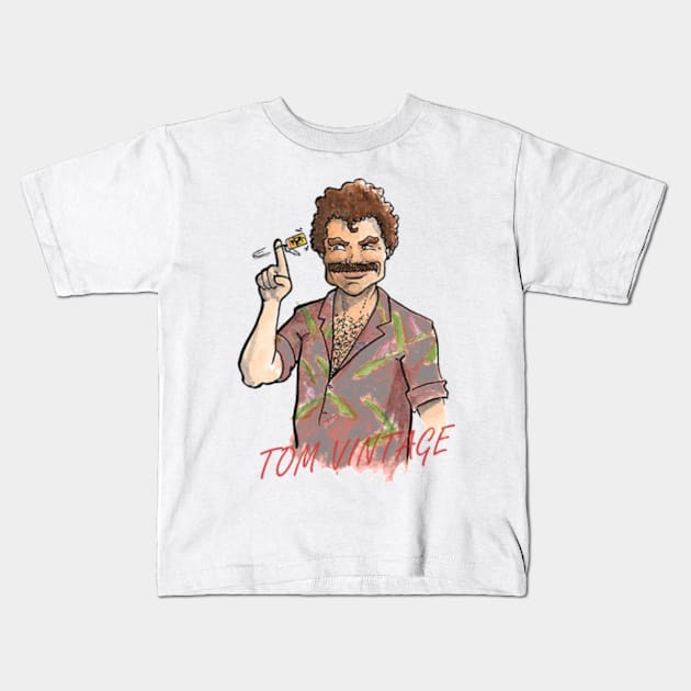 tom selleck Kids T-Shirt by zombies butterfly